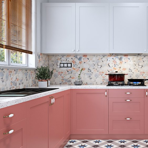 80CM Microwave Inside Island Modern European Style Kitchen Cabinets