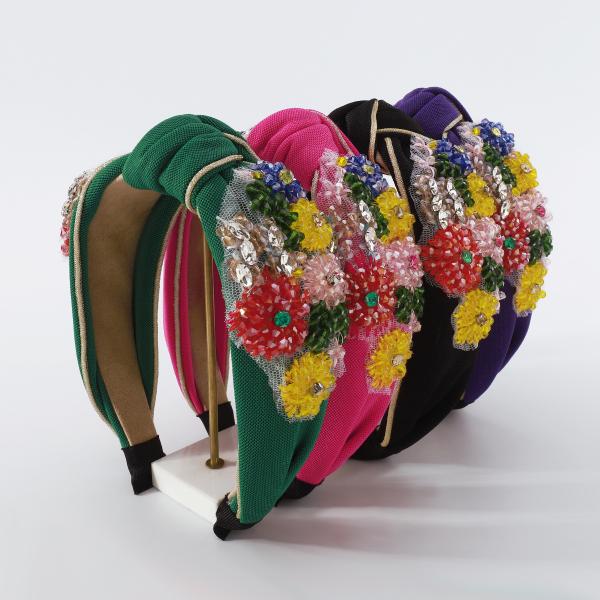 Fashion new elegant bow with diamond-encrusted headband personality luxury cloth heavy foreman hoops