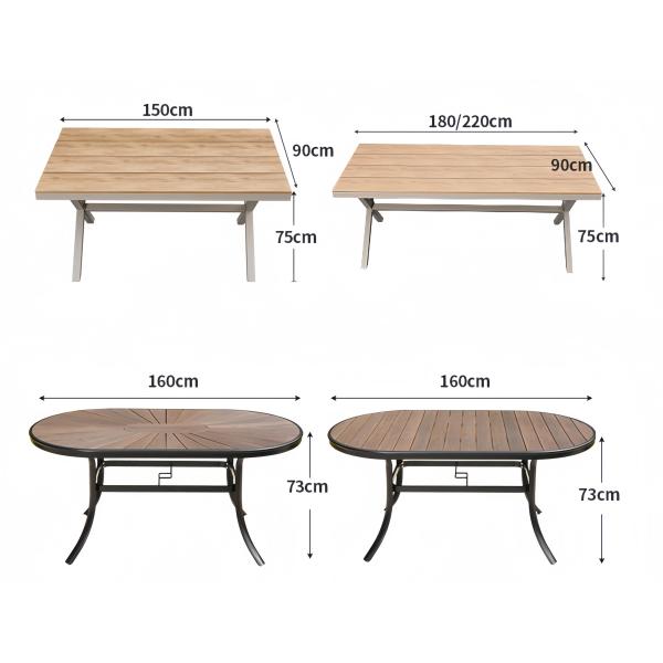 Outdoor Table And Chair Villa Courtyard Garden Leisure Terrace Plastic Wood Table Combination Of Outdoor Rattan Table