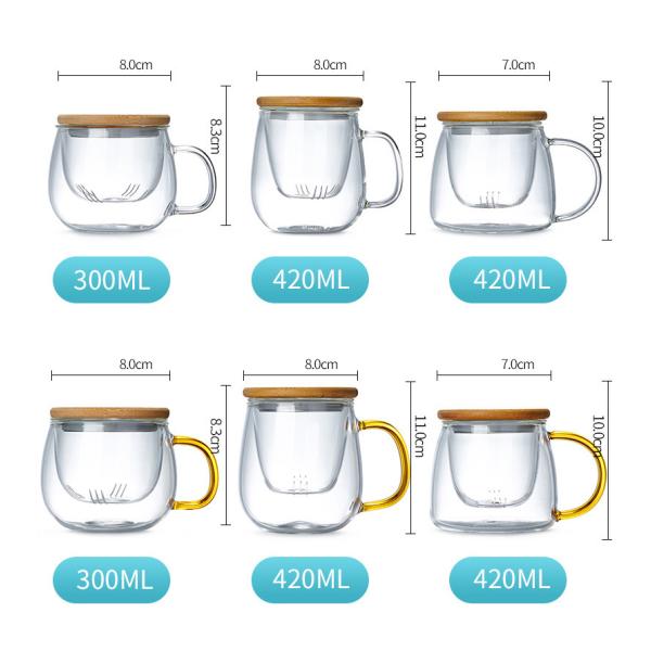 Чашка чая с Инфузер, рука бамбуковой ясности крышки стеклянная дунутый создатель чая офиса