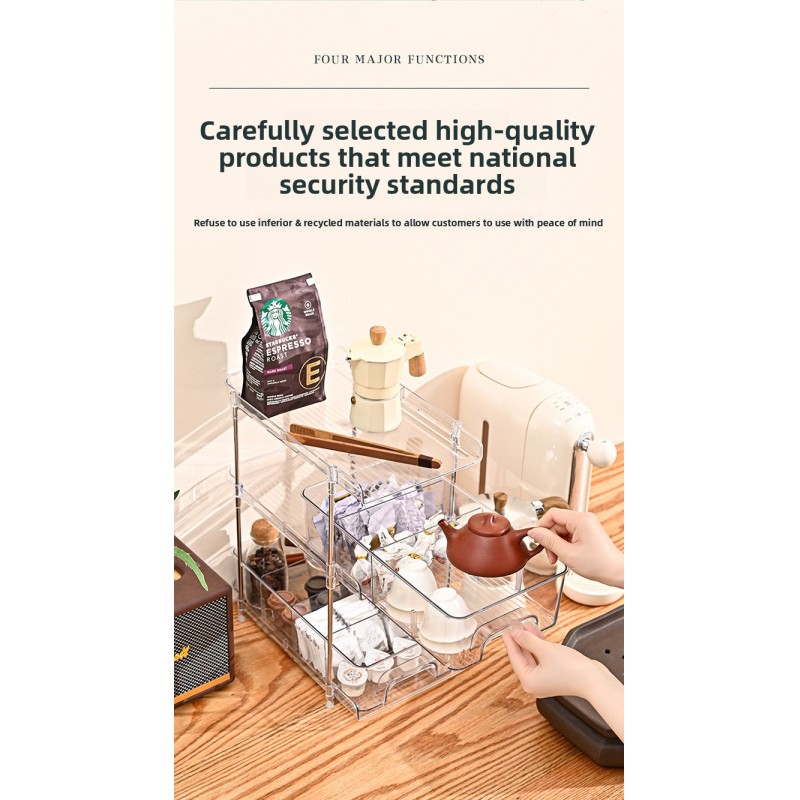 Professional Clear Plastic Cosmetic Organizer Multi-Tier Snack Shelf Skincare Storage Box for Bedroom Living Room Kitchen