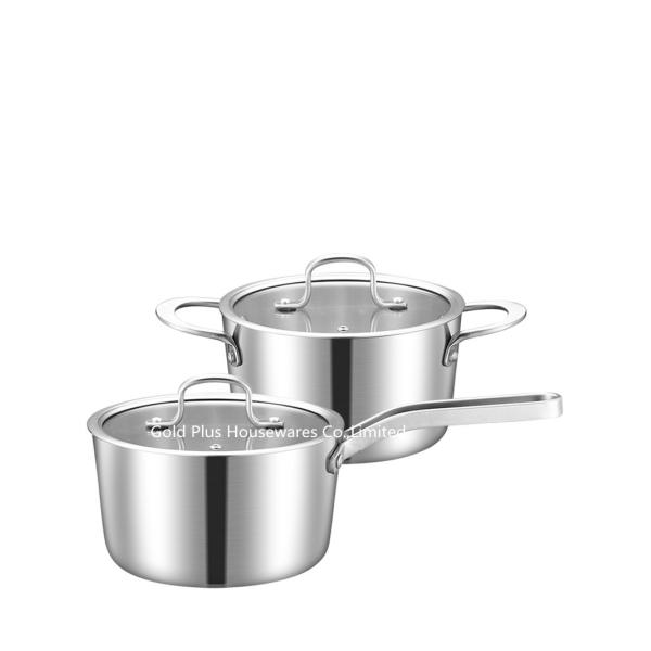 16-24cm Restaurant cooking practical stainless steel milk pot &  hot domestic soup pot with glass lid