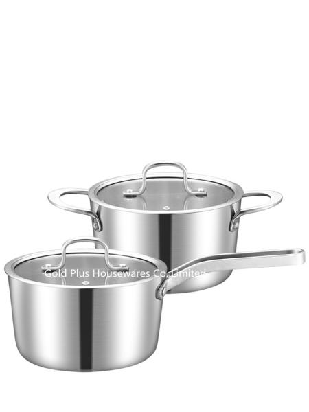 16-24cm Restaurant cooking practical stainless steel milk pot &  hot domestic soup pot with glass lid