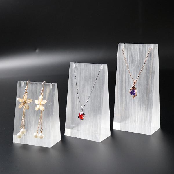 Custom Size Acrylic Necklace Display Holder Brushed Finishing For Jewelry Store