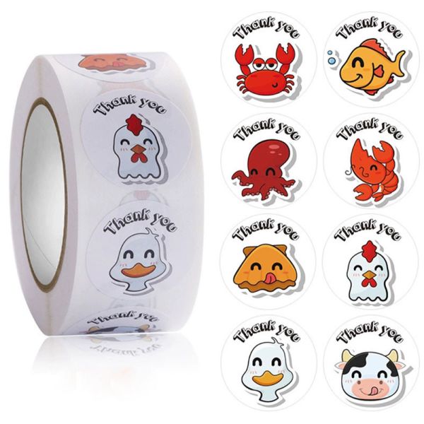 Reusable Cute UV Round Gift Thank You Teacher Labels Sun Rainbow Cloud Design