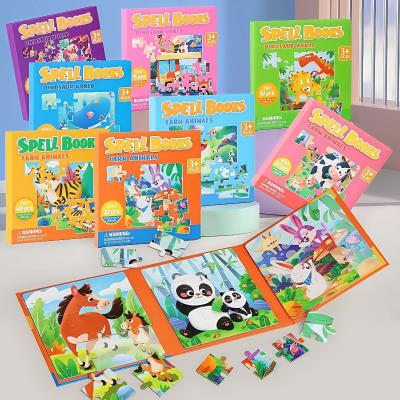 Customized Wood Carton 3 in 1 3d Puzzles Board Games Paper Montessori Educational Learning Jigsaw Book Toys for Kids Boys Girls