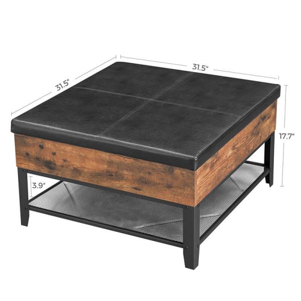 Ottoman Coffee Table For Sale, Storage Coffee Table, Rustic Brown Coffee Table, ULCT77BX