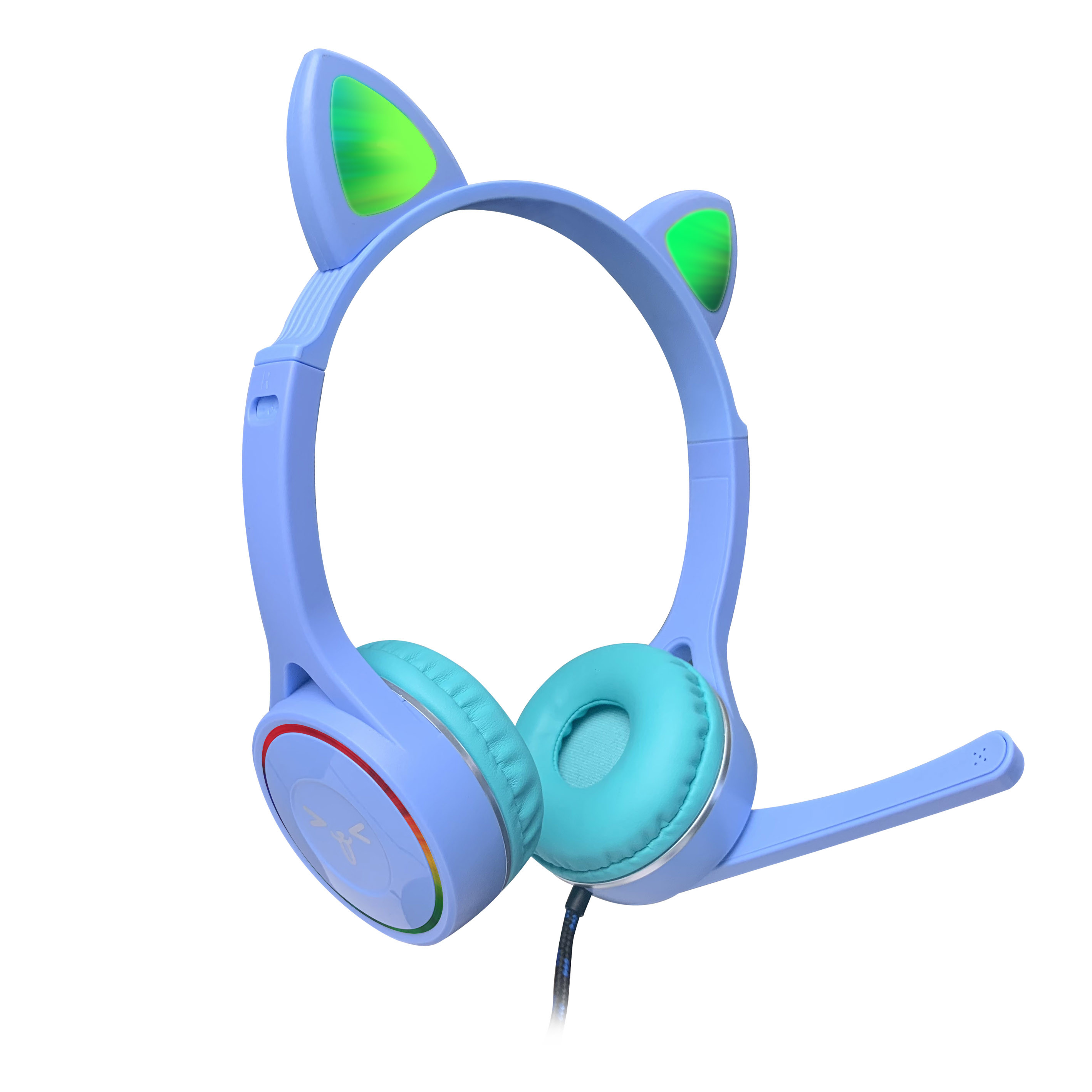 Наушники bluetooth уха кота OEM беспроводные складные с микрофоном света RGB