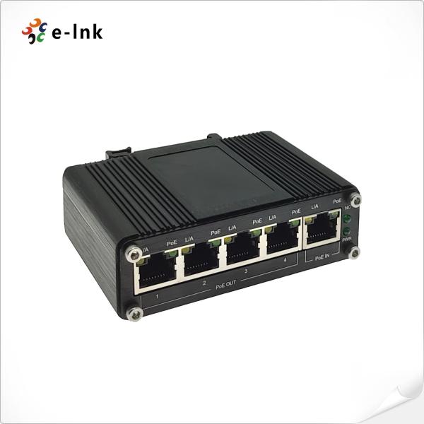 Prolongamento de alumínio 1 802.3at portuário PoE+ do ponto de entrada do gigabit do caso 100m a 4 802.3af/At portuários IP40