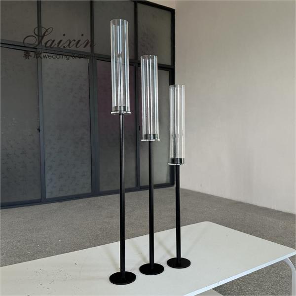 Metal ouro porta-velas de casamento peças centrais porta-velas alto taper 90cm