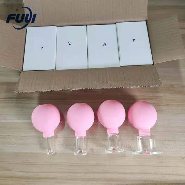 Oem color and logo 4pcs Rubber Face Cupping Massage Set Vacuum Facial Cupping Cup