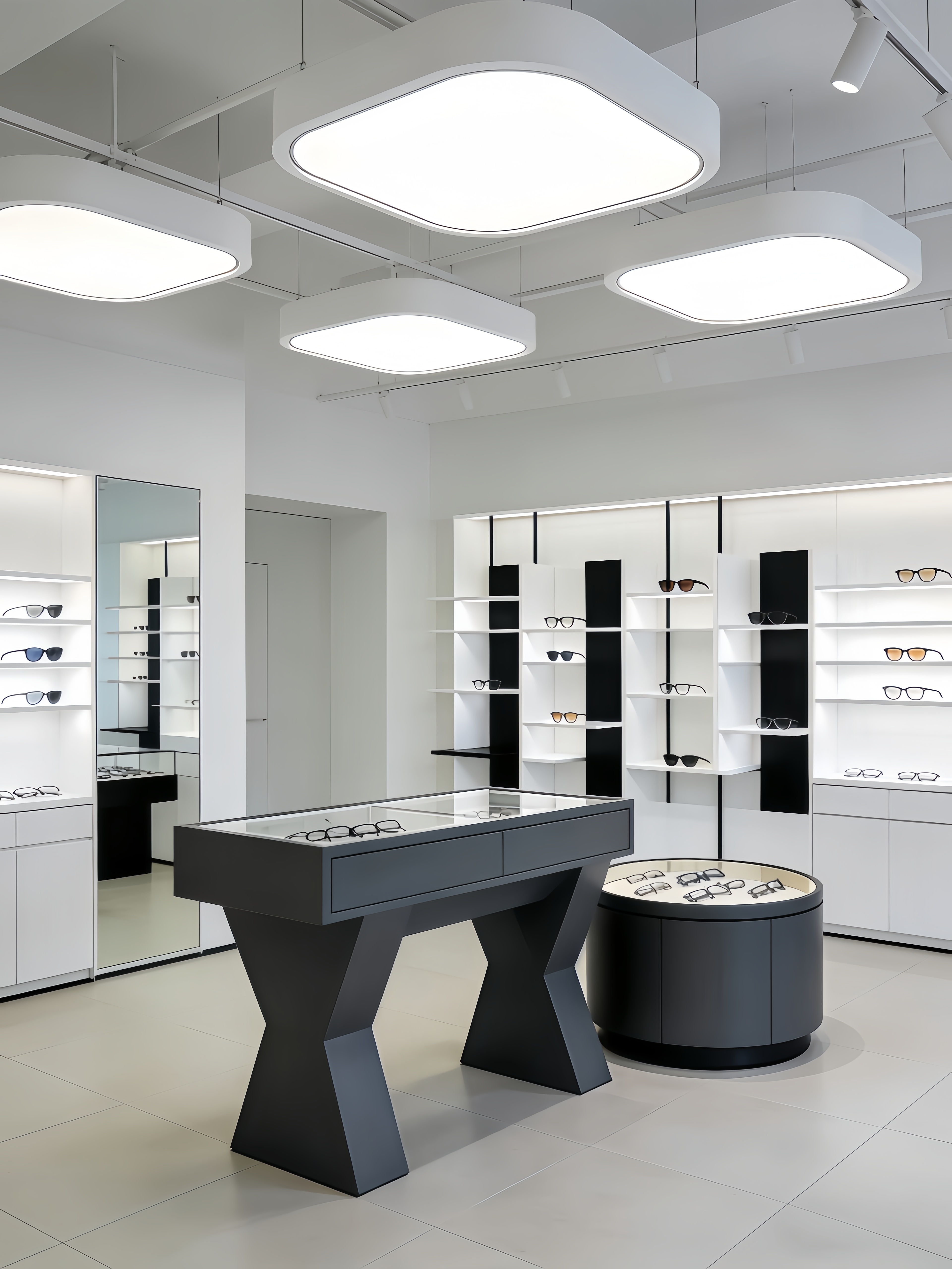 Modern Custom Wooden Optical Shop Display Cabinet Eyewear Glasses Retail Display Showcase with OEM ODM Service