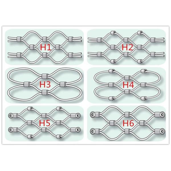 30x30mm Small Bird Eye Size 1.5mm Stainless Steel Wire Rope Mesh