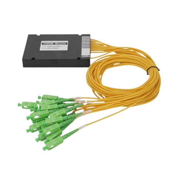 16CH CWDM Mux Demux モジュール モニターと拡張可能な設計 低挿入損失 LC UPC シングルファイバー ABS ボックス 高密度ネットワークソリューション