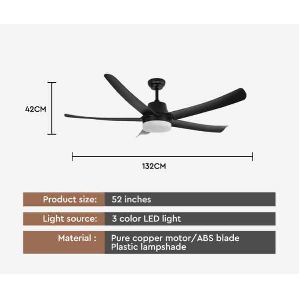 ceiling fan 38W потолочный вентилятор тома воздуха 56 дюймов большой безшумный со светлым выбором 5 скоростей