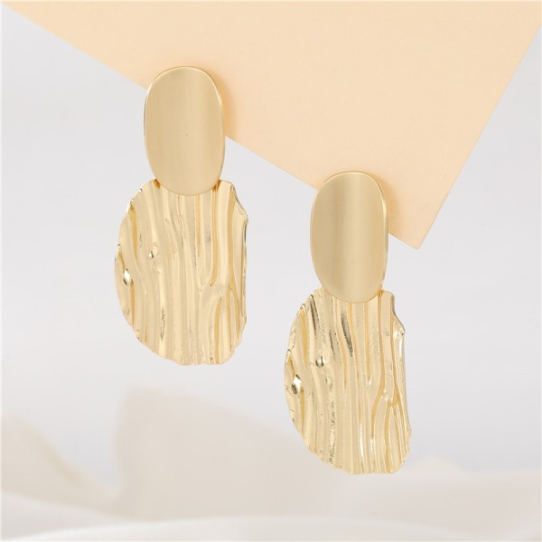 Fashion Gold Plated Brass Stylish Women's Earrings Wave Potato Chip Shape Silver Post Hypoallergenic Studs Earring