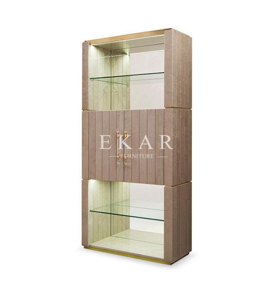 Dining Room Wooden Cupboard Storage Display Glass Cabinet