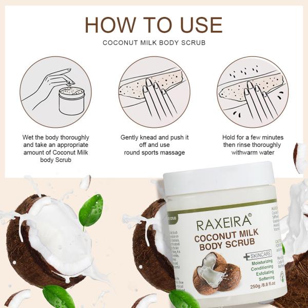 Exfoliate Skin Coconut Milk Skin Care Body Scrub 250g Black Color