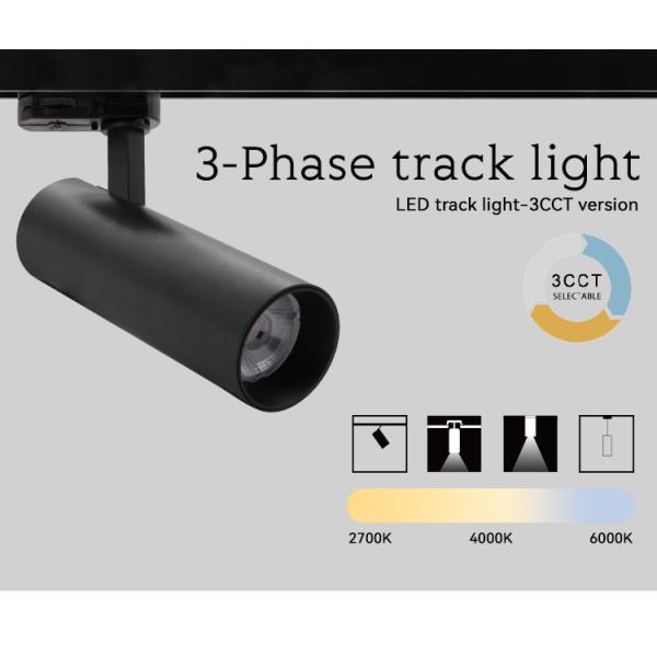 2700K 4000K 6000K Dimmable LED Track Lighting 3CCT Black Single Spotlight