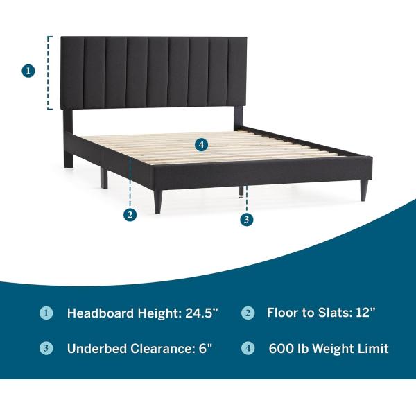 Comfortable Style Soft Bed Black Solid Wood Board Double Queen Bed Frame For Bedroom
