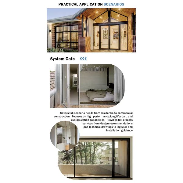 Modern Aluminum Casement Doors and Windows for Kitchen Use Waterproof Feature Home & Residential