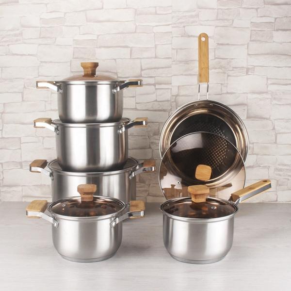 Amazon Multifunctional Kitchen Cookware Silver Cooking Pot Set Stainless Steel Pot Sets With Lid