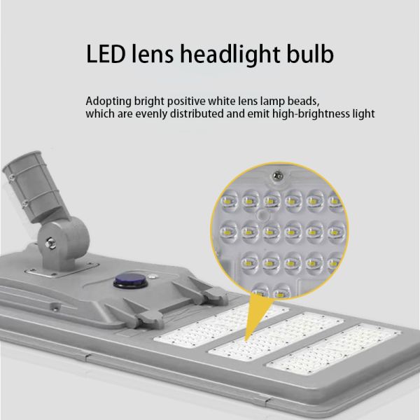 Lampadaire solaire intégré 100W avec luminosité réglable 6000-6500K, hauteur 8-12m