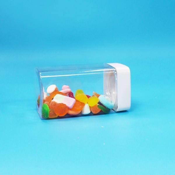 Square White Lid Transparent Empty PET Plastic Food Candy Cookies Jar Food Grade