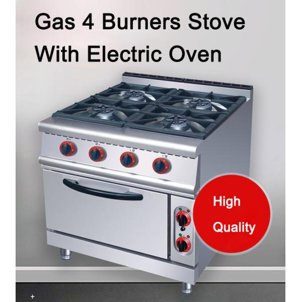 Electric Oven Commercial Gas Range 4 Burners for Restaurant Kitchen 143KG Capacity