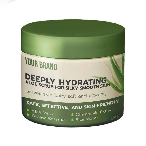 OEM Natural Herbal Body Scrub With Turmeric Rice Bran Oil Aloe Vera For Glowing Skin Exfoliating Smooth Texture