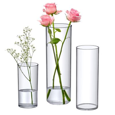 Vasos de cilindro acrílico de lucita, peças centrais de casamento, porta-flores acrílica, logotipo personalizado