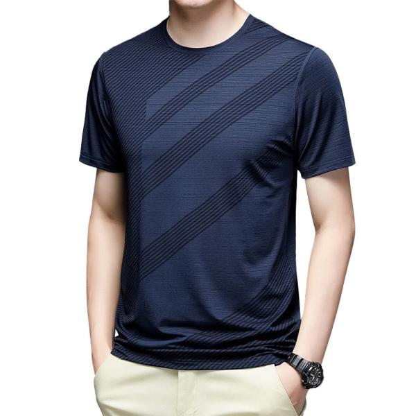 Summer Thin Casual Breathable Sports Loose Ice Silk Short Sleeve T Shirt  Men