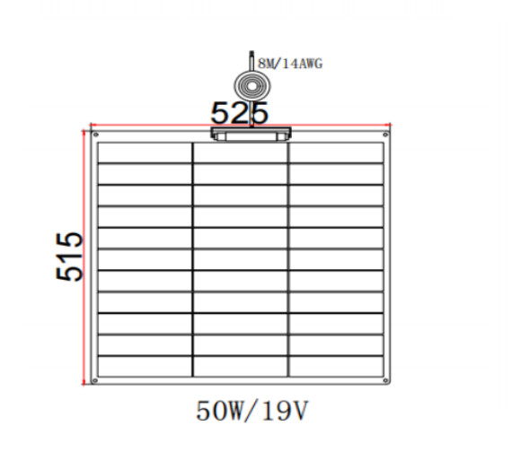 FT50W Гибкая солнечная панель 50W 12V Монокристаллическая с поверхностью из ETFE для наружного использования
