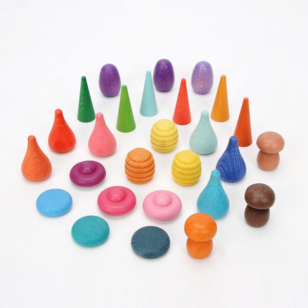 игрушки Montessori штабелеукладчика радуги 6pcs воспитательные деревянные