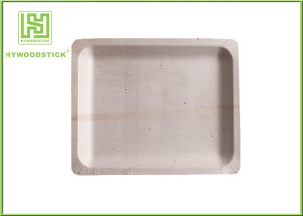 Rectangle Disposable Wooden Plates 20cm Catering Wooden Food Trays For Parties