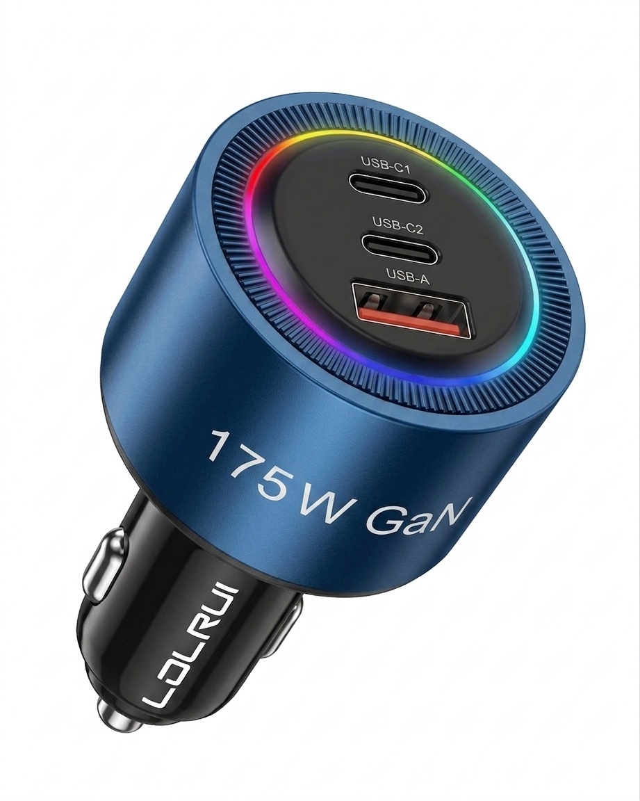 175W USB C Car Charger Multi Port USB Charger For Car Trucks Heavy Duty Laptop Charging