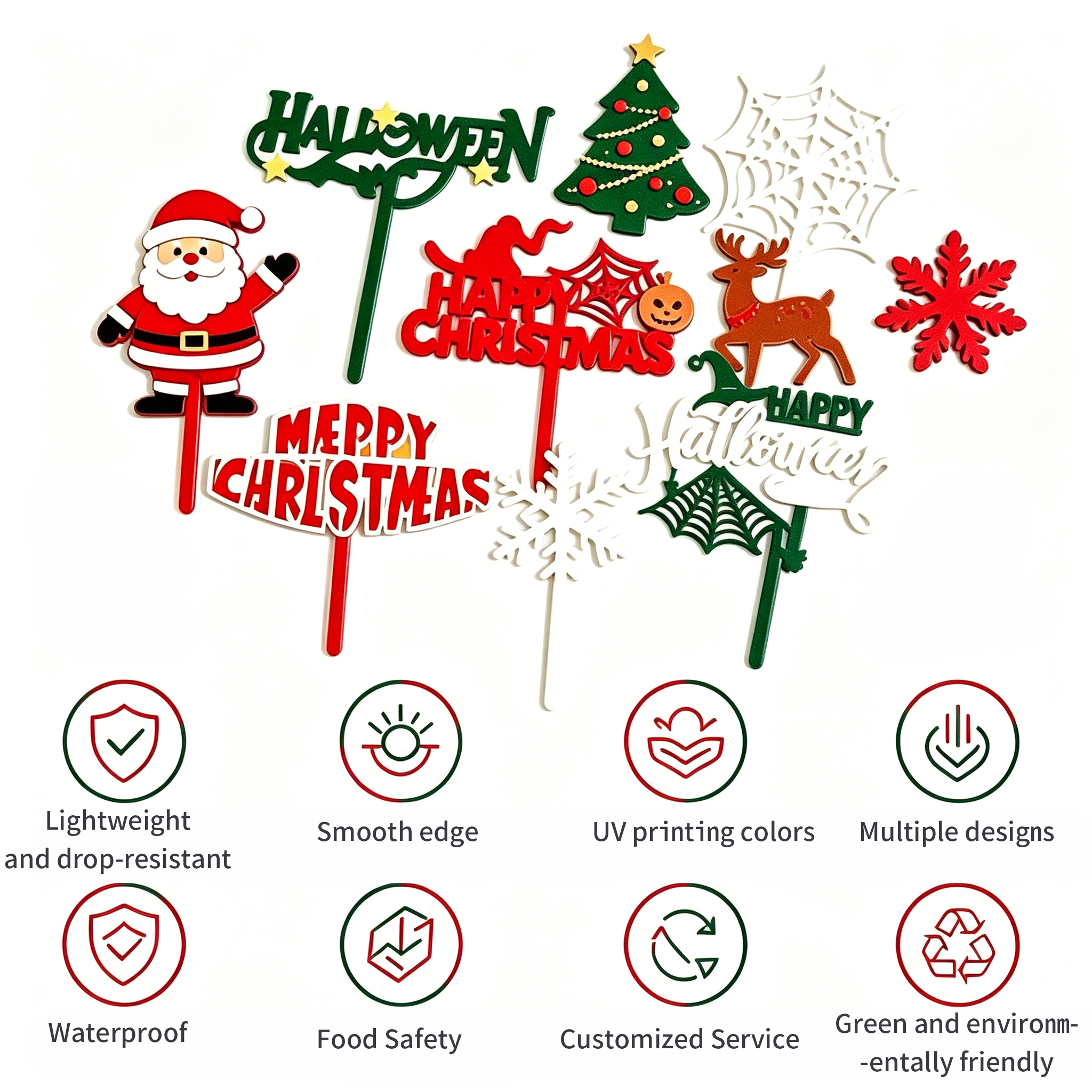 Merry Christmas Acrylic Plastic Sheets Acrylic Cake Topper Customizable For Party