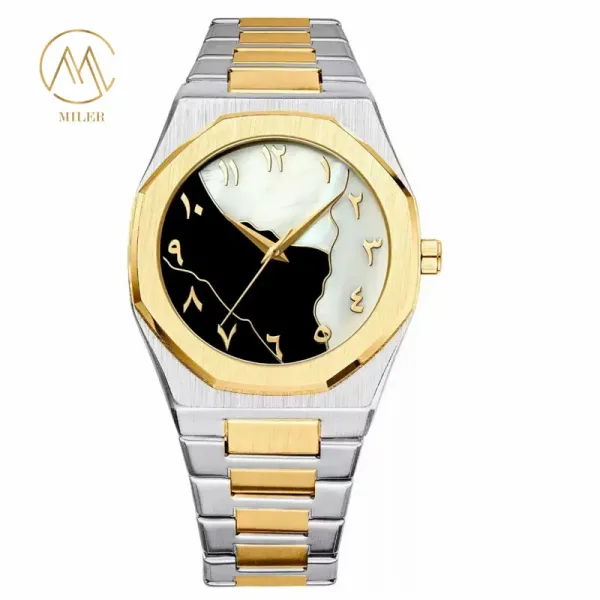White Dial Quartz Watch Leather Band Luminous Hands Lady Leather Wrist Quartz Watch
