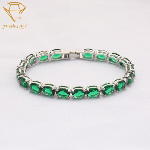 Oval Crystal Diamond Women's Bracelets 6.7 Inches AAA Cubic Zirconia