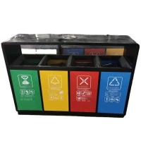 Outdoor 4 Compartment Trash Can Stainless Steel Trash Can For Street Park