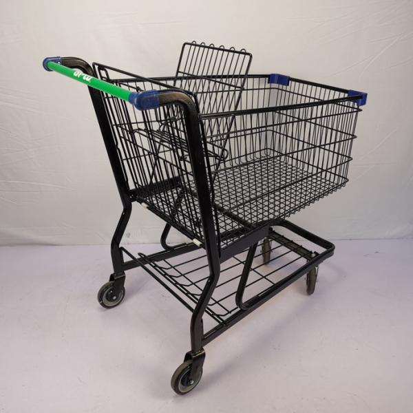 American Style Black Steel Shopping Cart Electrophoretic Metal Shopping Cart