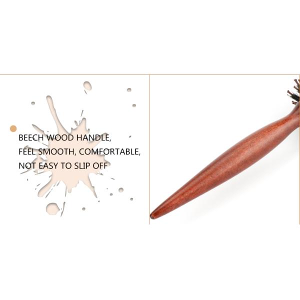 Natural Styling Anti Static Round Hair Curling Combs Set Of 3 With Wooden Handle