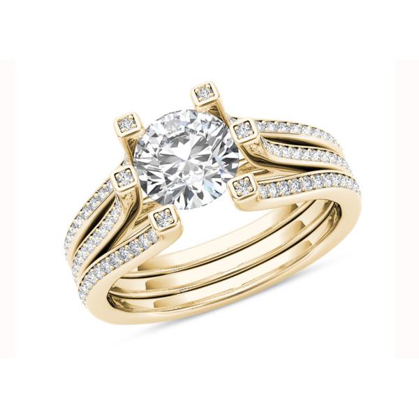 Yellow Gold 126PCS Diamond Engagement Wedding Rings 1.26CT Total Weight