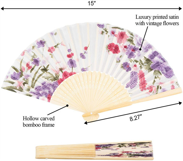Вентилятор руки небольшой складной ткани руководства фестиваля красочной бамбуковый с сортированной картиной цветка