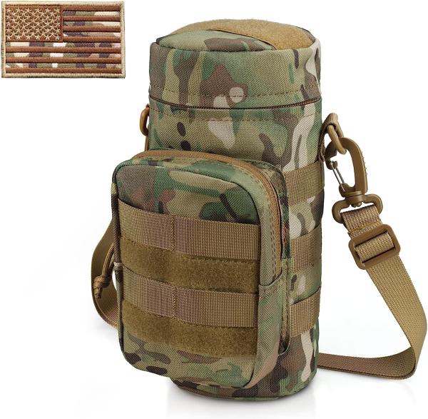 Tactical Molle Water Pouch, Tactical Bottle Holder Military Water Bottle Bag Hydration Carrier H20 Pouch Kettle Pouch