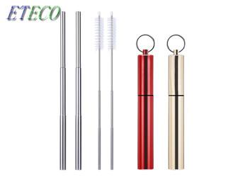 Metal Keychain Case Telescopic Stainless Steel Straws Portable BPA Free