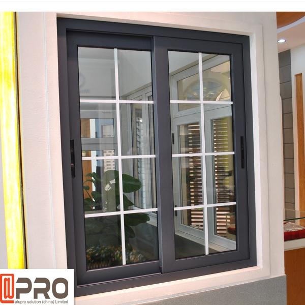 Small Brown 6063 T5 Aluminum Sliding Windows Model In House Sound Panel Glass Windows