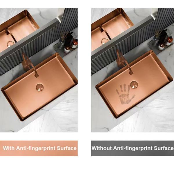 Stainless Steel 304 Luxury Vessel Sinks , Bathroom Wash Sink With Nano Plating PVD Brushed