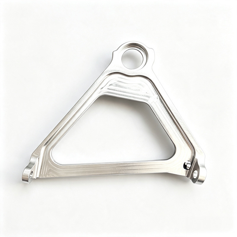 Custom CNC Machined Aerospace-Grade Titanium Alloy Triangle Bracket with Five-Axis Precision and Fine Brushed Surface for Motorcycle Support Mount