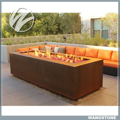 Fogueira de aço corten multifuncional retangular de metal para jardim escultura de metal para fogueira